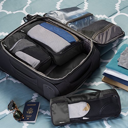 AmazonBasics Packing Cubes - Small, Medium, Large, and Slim (4-Piece Set), Black - Image 7